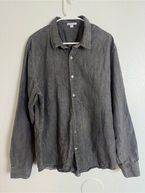 James Perse men’s denim gray button down shirt